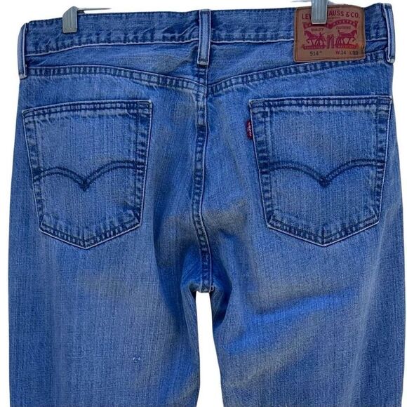 Levi's 514 Denim Jeans Men's Size 34x32 Blue Classic Straight Fit Zip Fly Flex - Picture 8 of 13